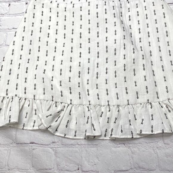 Lost & Wander Ruffle Faux Wrap Rayon Mini Skirt Black White Small - Picture 6 of 9